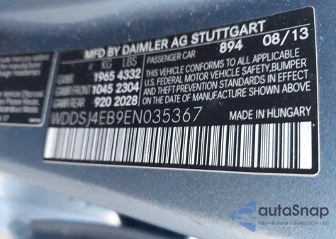 2014 Mercedes-Benz Cla 250 from USA, damaged, VIN WDDSJ4EB9EN035367